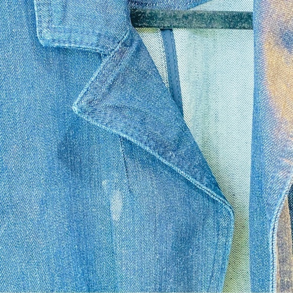 New York  & Co. Women’s Sz 8 Dark Wash Blue Jean Denim Blazer Button Down Jacket - Picture 8 of 9